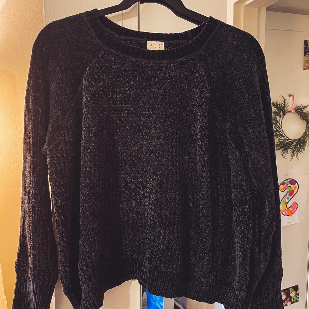A New Day Chenille Crewneck Pullover Sweater — Black